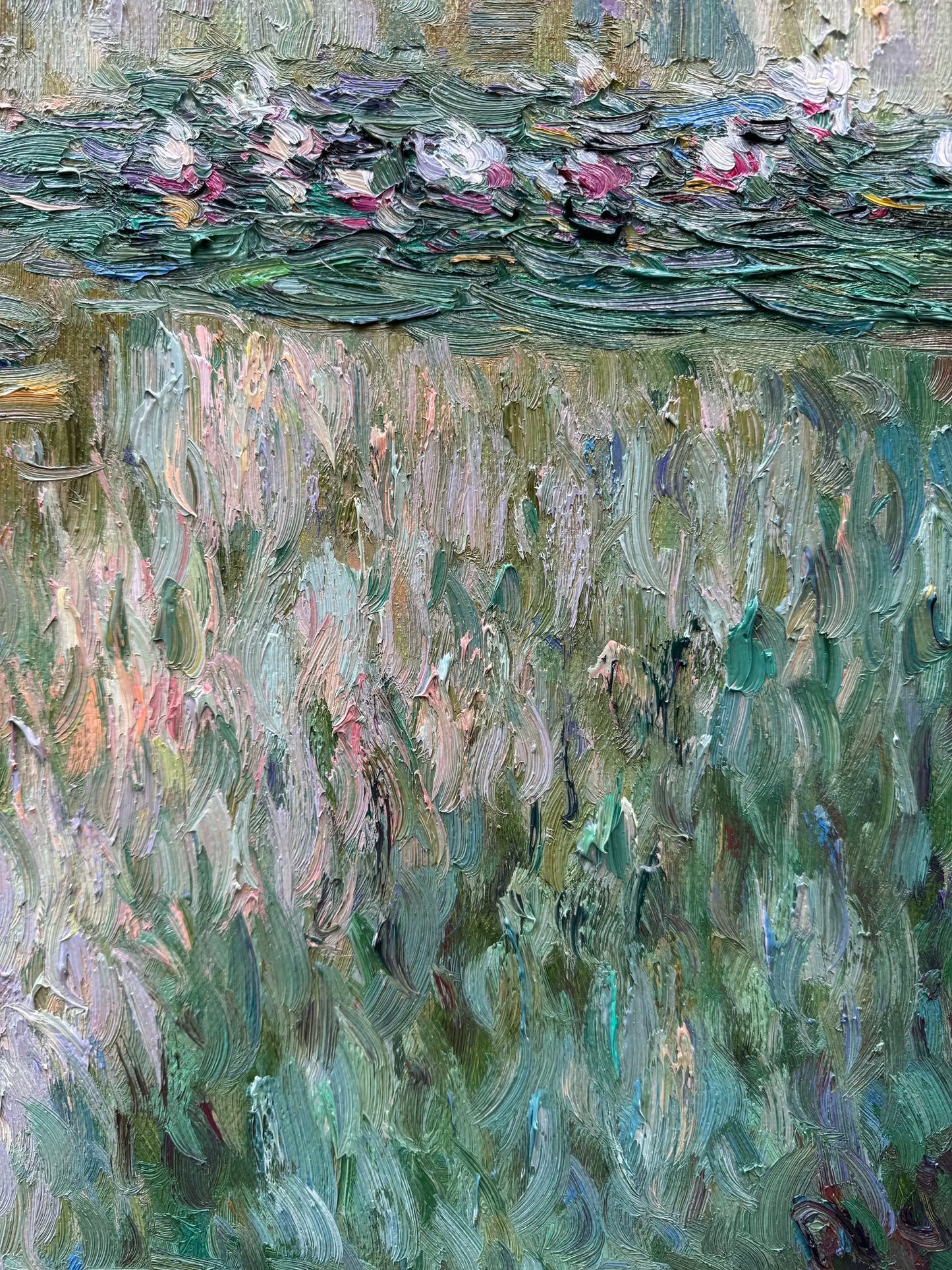 Hand-Painted Reproduction of Monet's Water Lilies Pond - Impressionist Museum Quality Canvas Wall Art