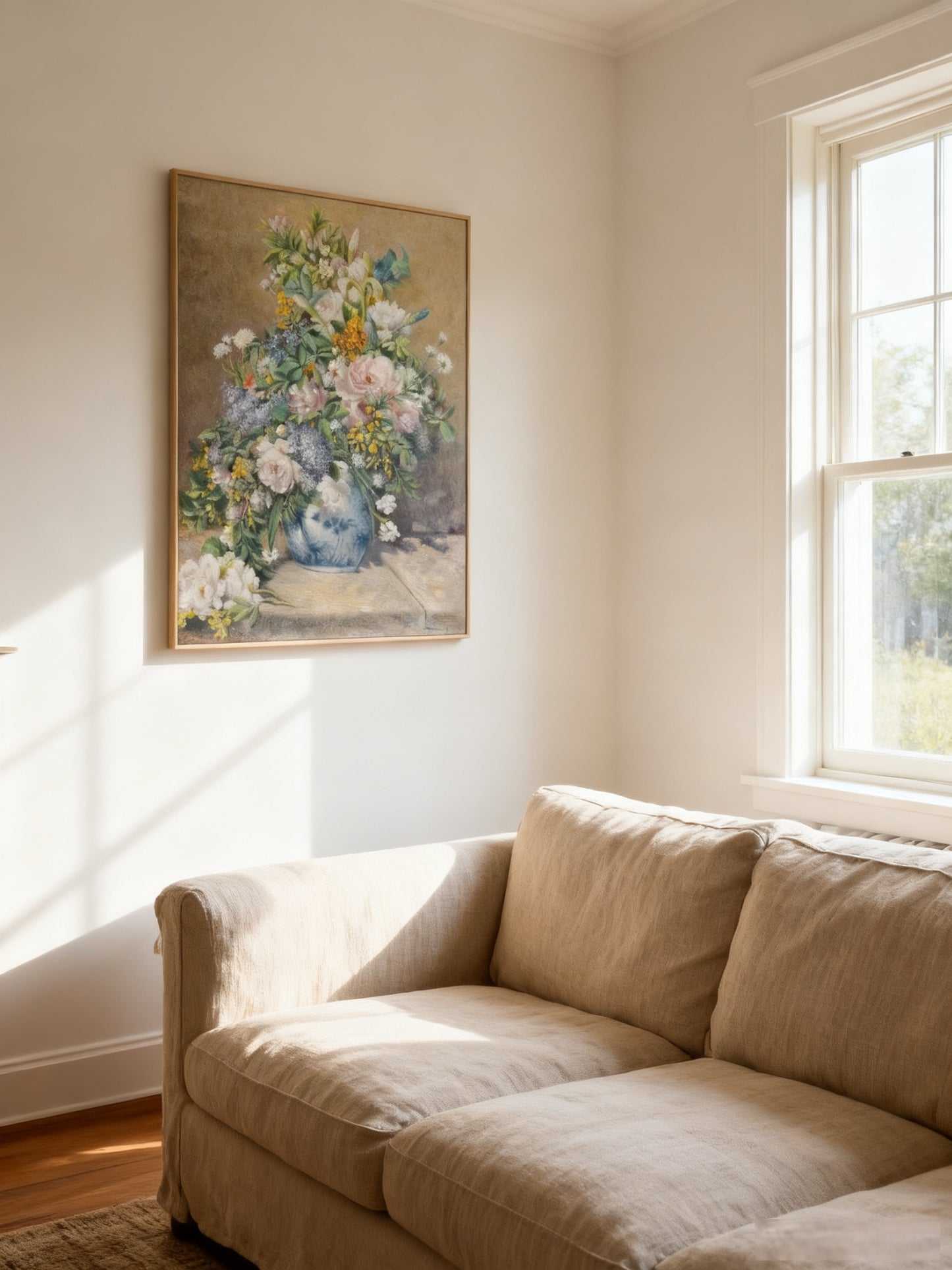Hand-Painted Reproduction of Renoir's Vase of Spring Flowers - Impressionist Museum Quality Canvas Wall Art