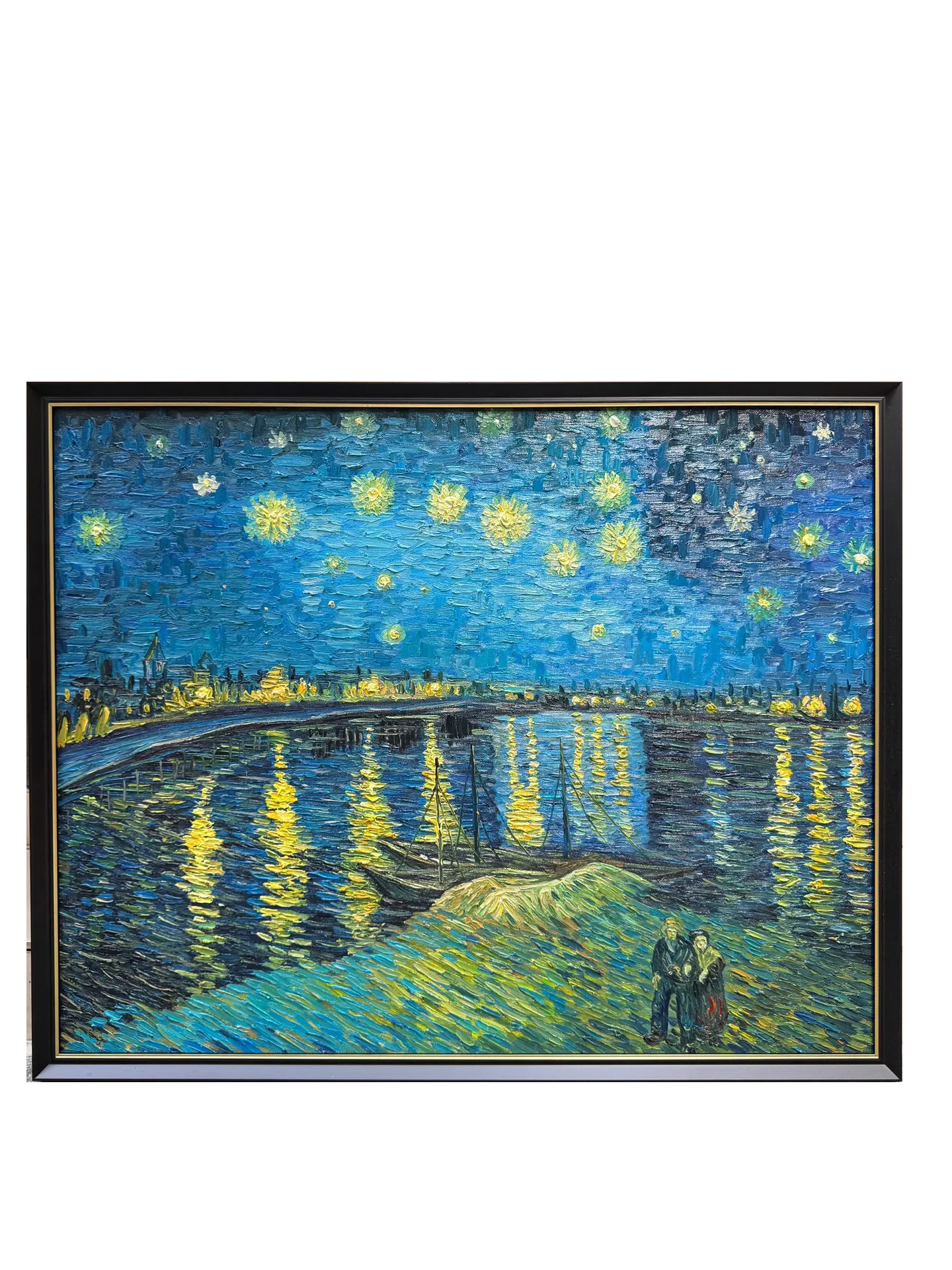 Hand-Painted Reproduction of Van Gogh's Starry Night Over the Rhône - Post-Impressionist Museum Quality Canvas Wall Art
