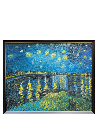 Hand-Painted Reproduction of Van Gogh's Starry Night Over the Rhône - Post-Impressionist Museum Quality Canvas Wall Art