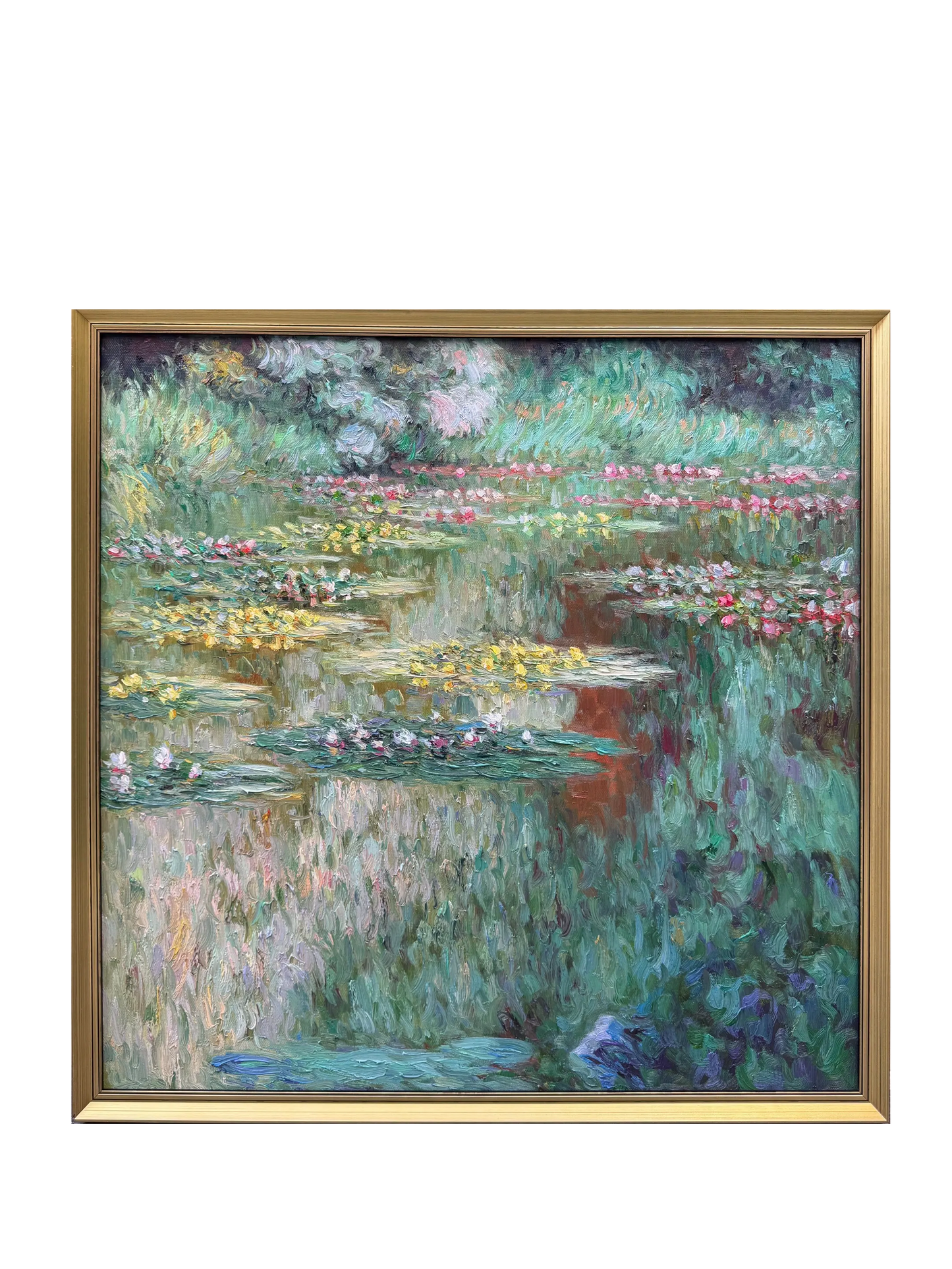 Hand-Painted Reproduction of Monet's Water Lilies Pond - Impressionist Museum Quality Canvas Wall Art