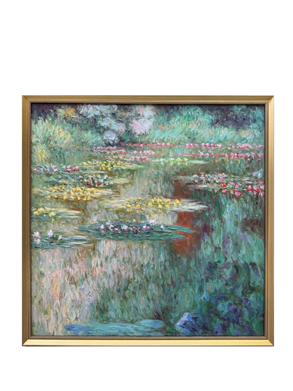 Hand-Painted Reproduction of Monet's Water Lilies Pond - Impressionist Museum Quality Canvas Wall Art