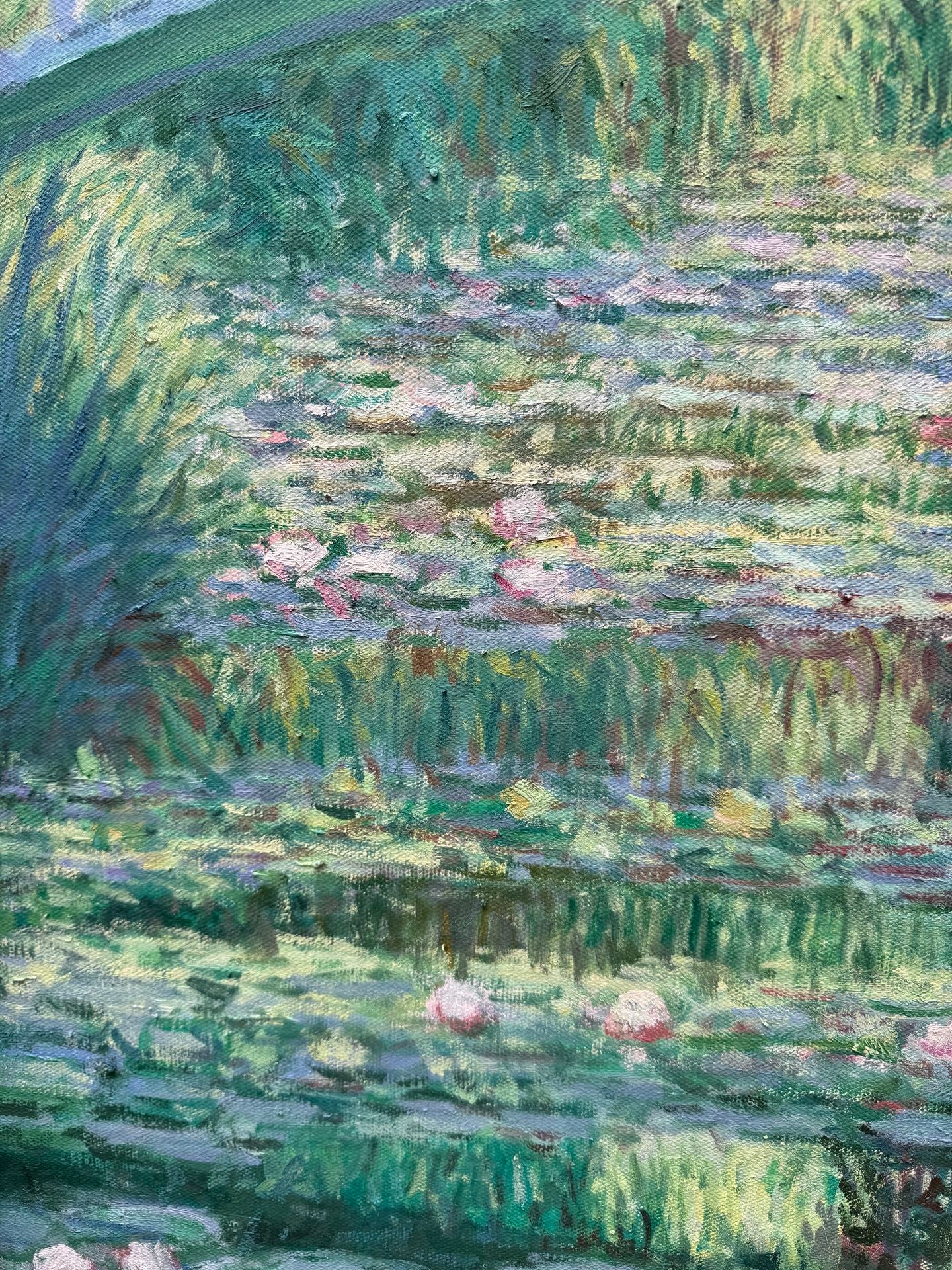 Hand-Painted Reproduction of Monet's Japanese Footbridge and Water Lilies - Impressionist Canvas Wall Art