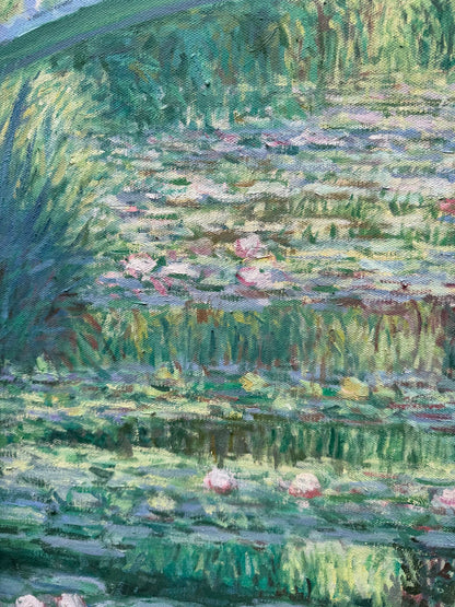 Hand-Painted Reproduction of Monet's Japanese Footbridge and Water Lilies - Impressionist Canvas Wall Art