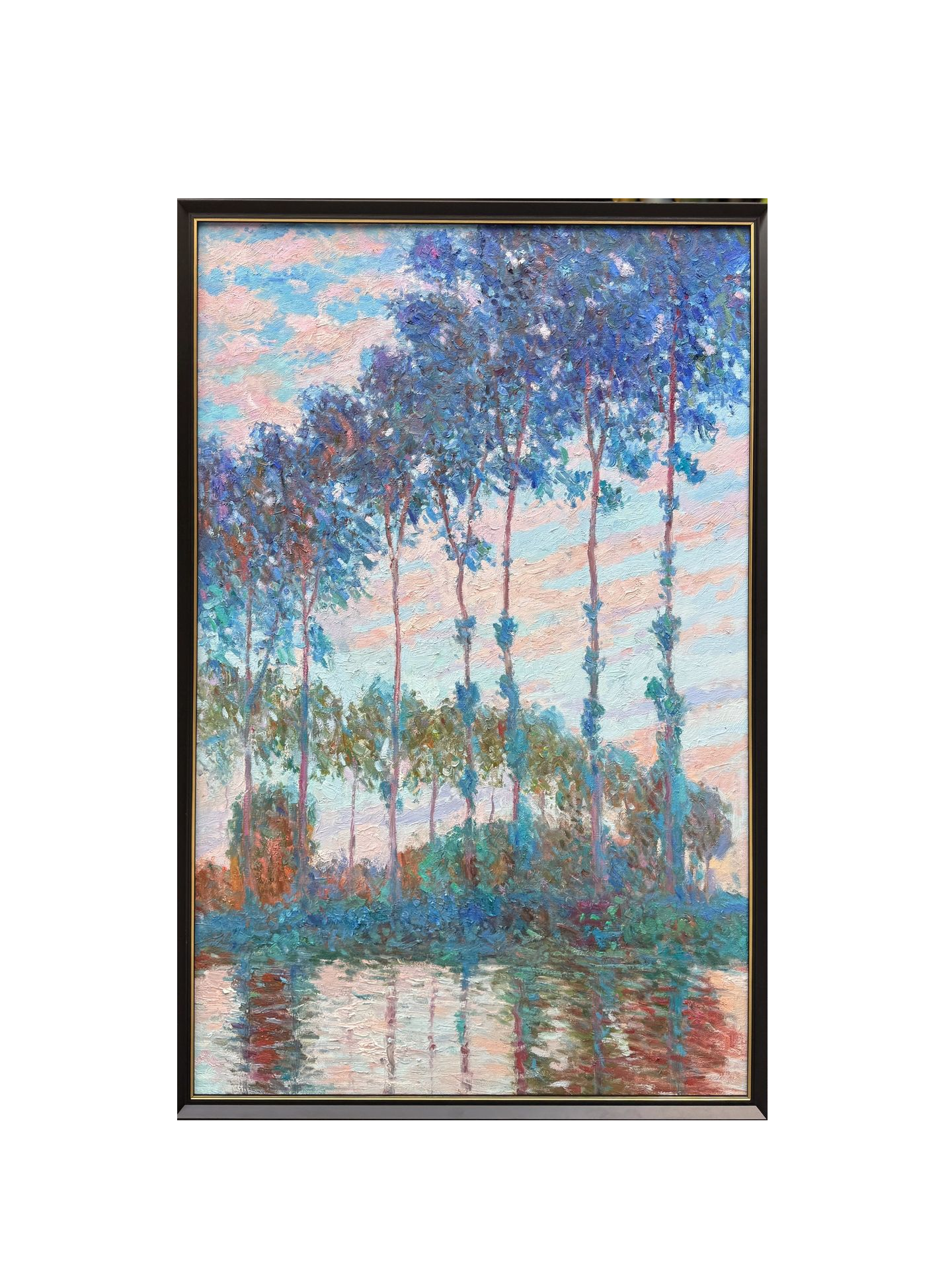 Hand-Painted Reproduction of Monet's Poplars by the River - Impressionist Museum Quality Canvas Wall Art