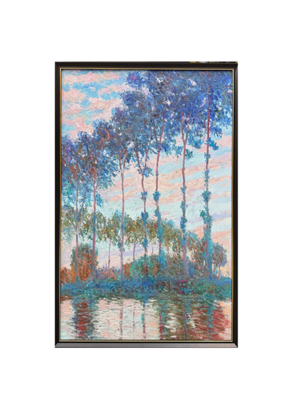 Hand-Painted Reproduction of Monet's Poplars by the River - Impressionist Museum Quality Canvas Wall Art