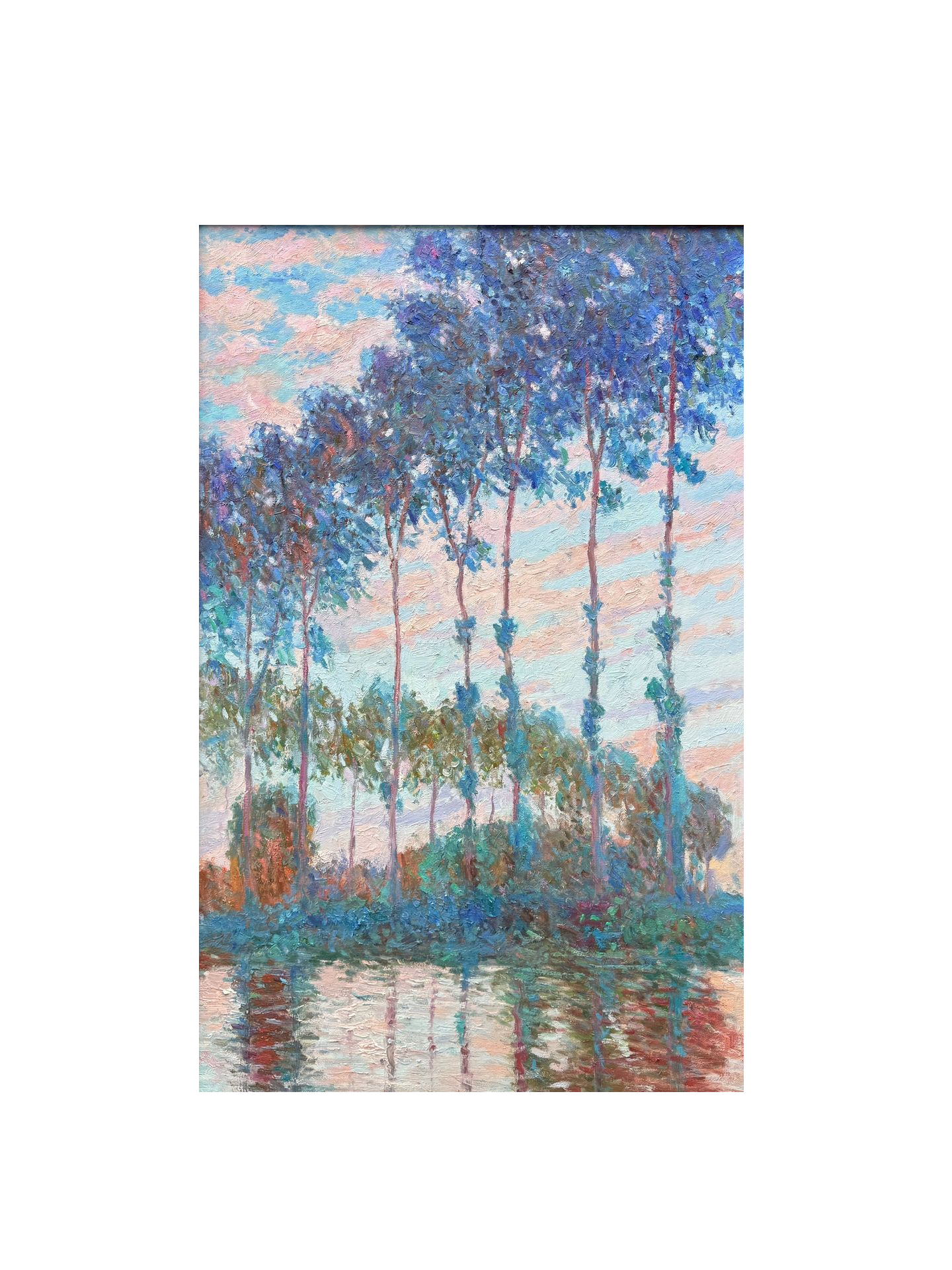 Hand-Painted Reproduction of Monet's Poplars by the River - Impressionist Museum Quality Canvas Wall Art