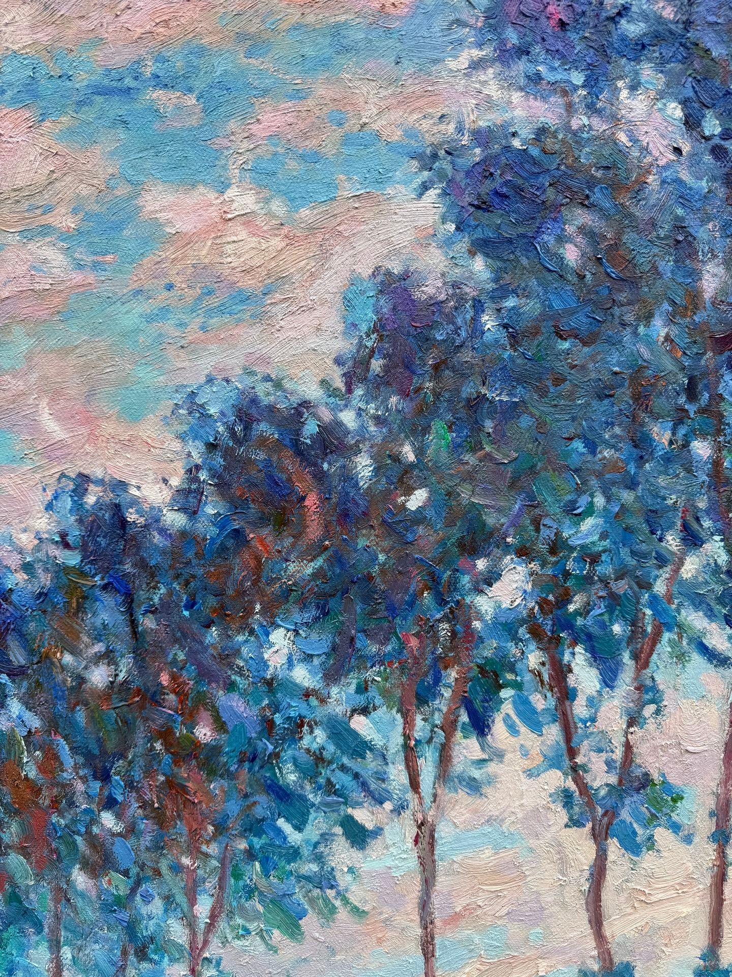 Hand-Painted Reproduction of Monet's Poplars by the River - Impressionist Museum Quality Canvas Wall Art