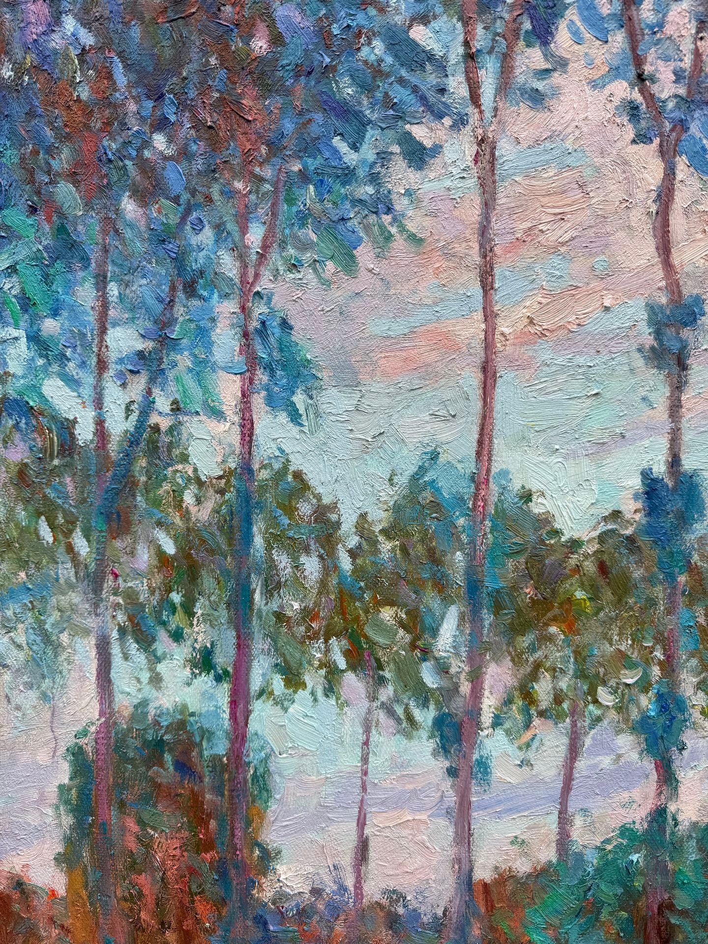 Hand-Painted Reproduction of Monet's Poplars by the River - Impressionist Museum Quality Canvas Wall Art