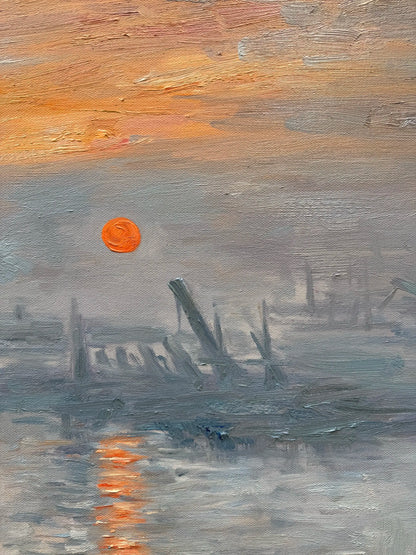 Hand-Painted Reproduction of Claude Monet's Impression Sunrise - Impressionist Museum Quality Canvas Wall Art