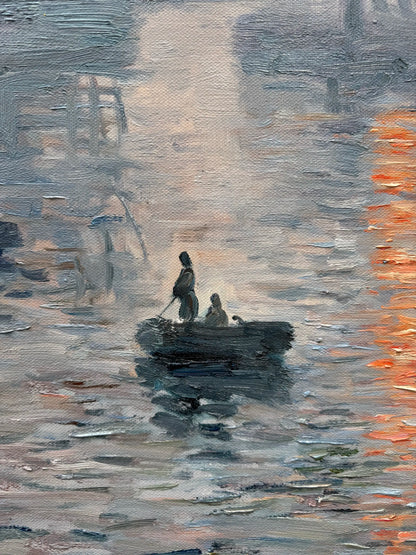 Hand-Painted Reproduction of Claude Monet's Impression Sunrise - Impressionist Museum Quality Canvas Wall Art