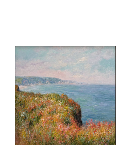 Hand-Painted Reproduction of Monet's Coastal Cliff Landscape - Impressionist Museum Quality Canvas Wall Art