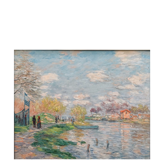 Hand-Painted Reproduction of Monet's Riverside Spring Landscape - Impressionist Museum Quality Canvas Wall Art