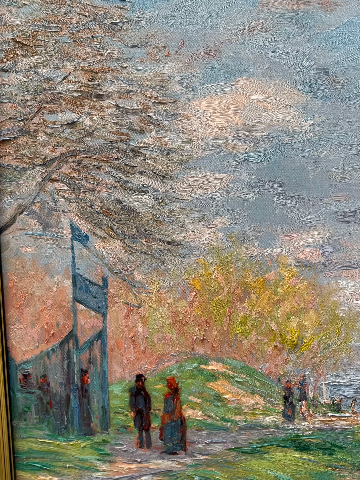 Hand-Painted Reproduction of Monet's Riverside Spring Landscape - Impressionist Museum Quality Canvas Wall Art