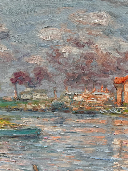 Hand-Painted Reproduction of Monet's Riverside Spring Landscape - Impressionist Museum Quality Canvas Wall Art