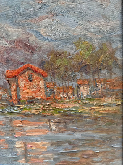 Hand-Painted Reproduction of Monet's Riverside Spring Landscape - Impressionist Museum Quality Canvas Wall Art