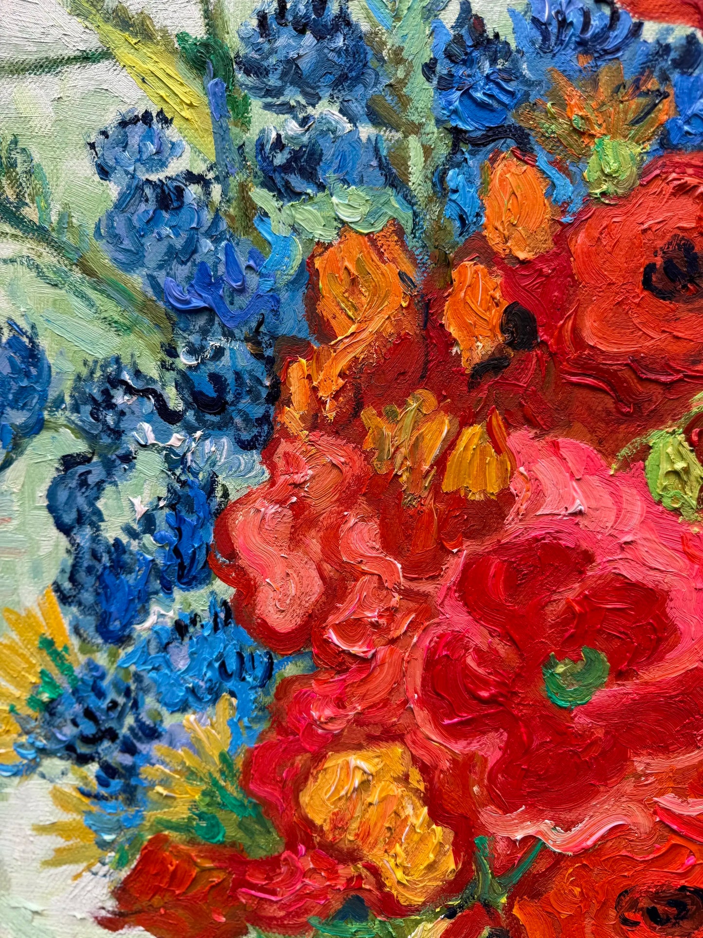 Hand-Painted Reproduction of Van Gogh's Vase with Red Poppies and Daisies - Post-Impressionist Museum Quality Canvas Wall Art