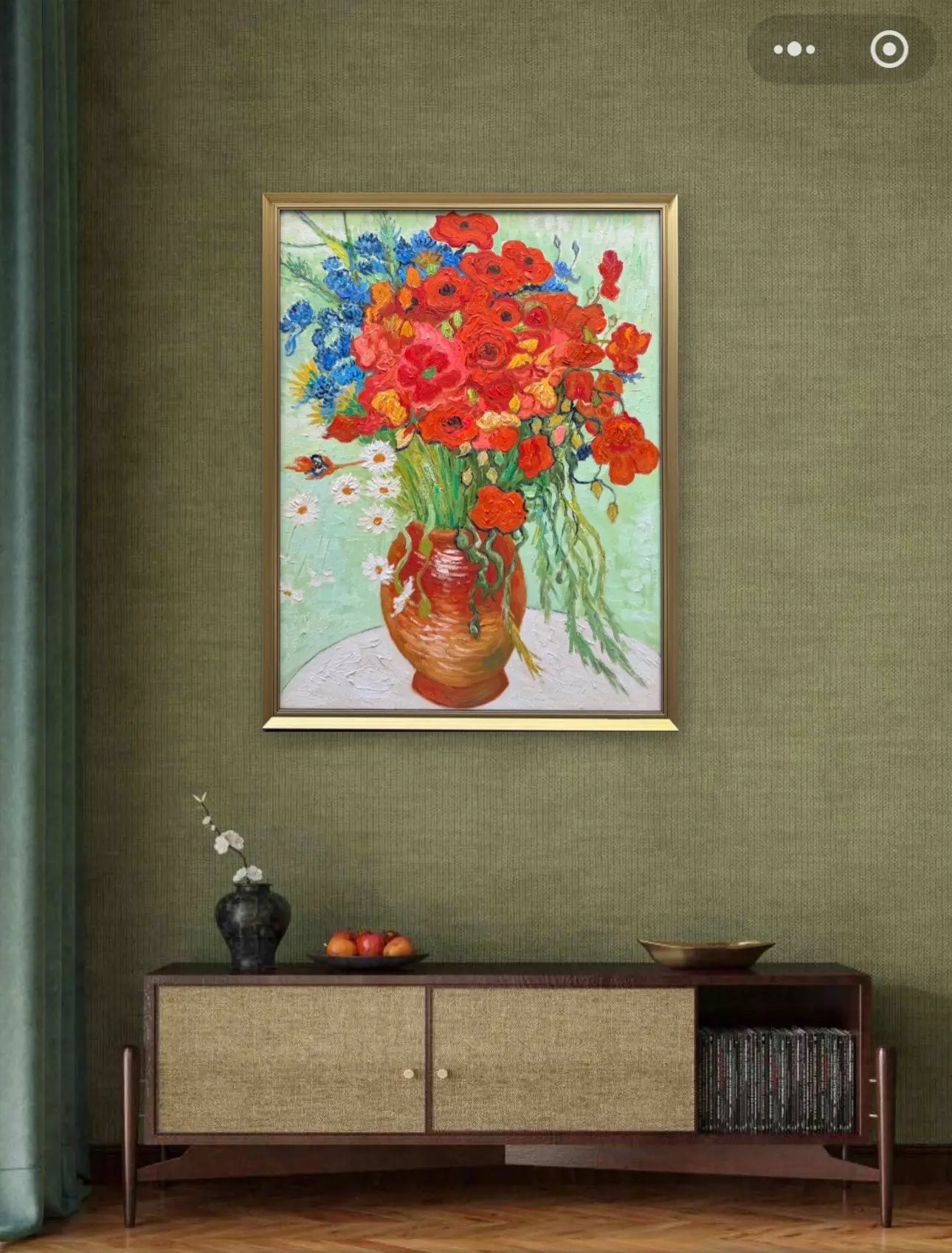 Hand-Painted Reproduction of Van Gogh's Vase with Red Poppies and Daisies - Post-Impressionist Museum Quality Canvas Wall Art