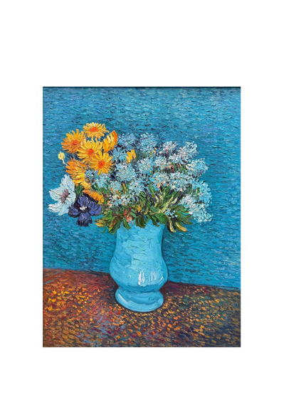 Hand-Painted Reproduction of Van Gogh's Blue Vase with Wildflowers - Post-Impressionist Museum Quality Canvas Wall Art