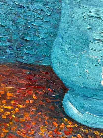 Hand-Painted Reproduction of Van Gogh's Blue Vase with Wildflowers - Post-Impressionist Museum Quality Canvas Wall Art