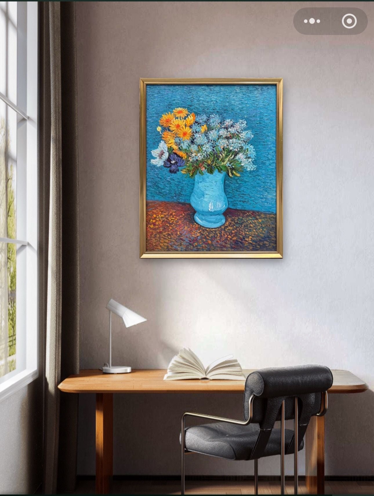Hand-Painted Reproduction of Van Gogh's Blue Vase with Wildflowers - Post-Impressionist Museum Quality Canvas Wall Art