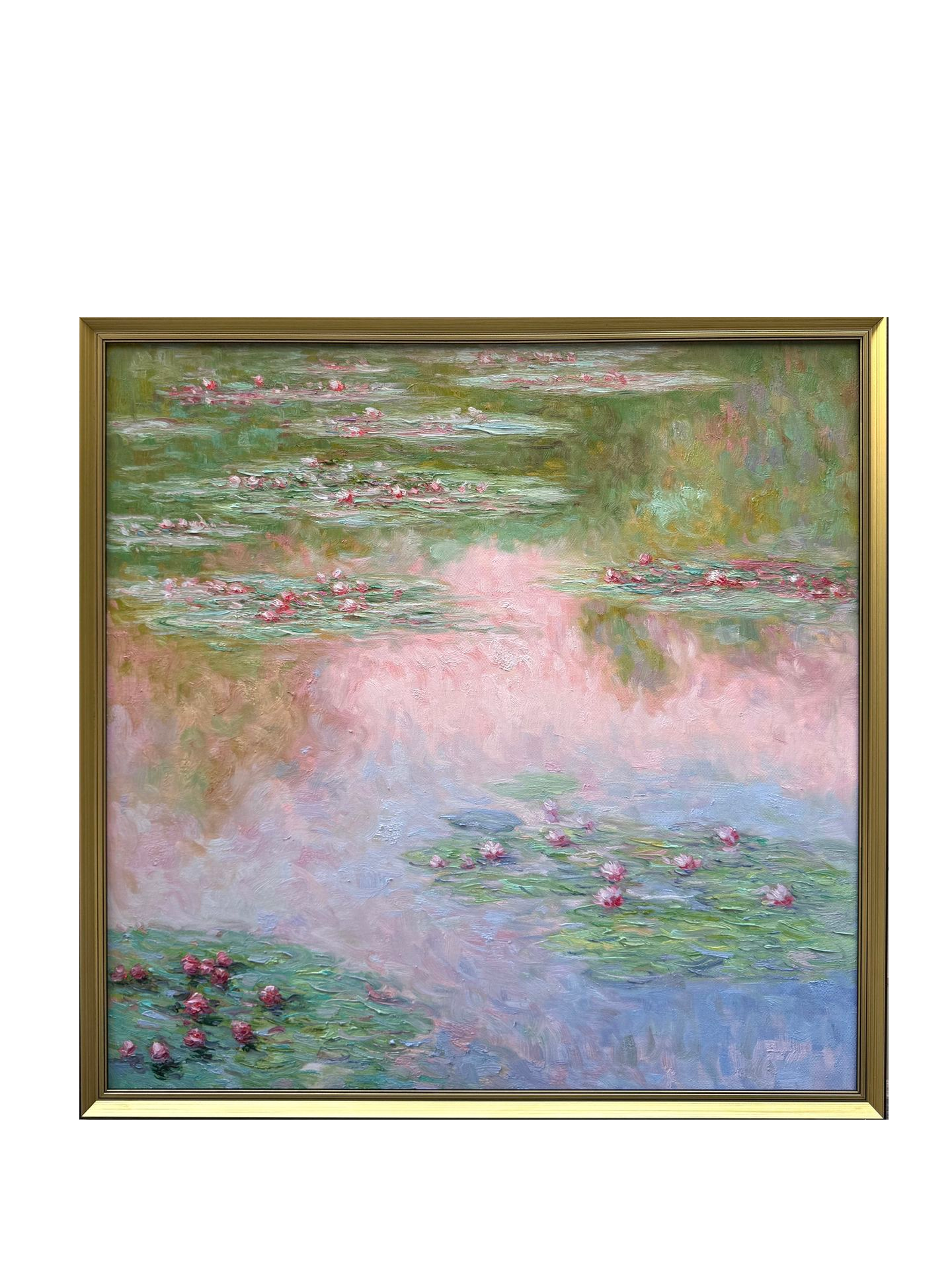 Hand-Painted Reproduction of Monet's Water Lilies Pond - Impressionist Museum Quality Canvas Wall Ar