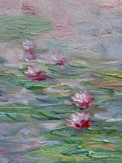 Hand-Painted Reproduction of Monet's Water Lilies Pond - Impressionist Museum Quality Canvas Wall Ar