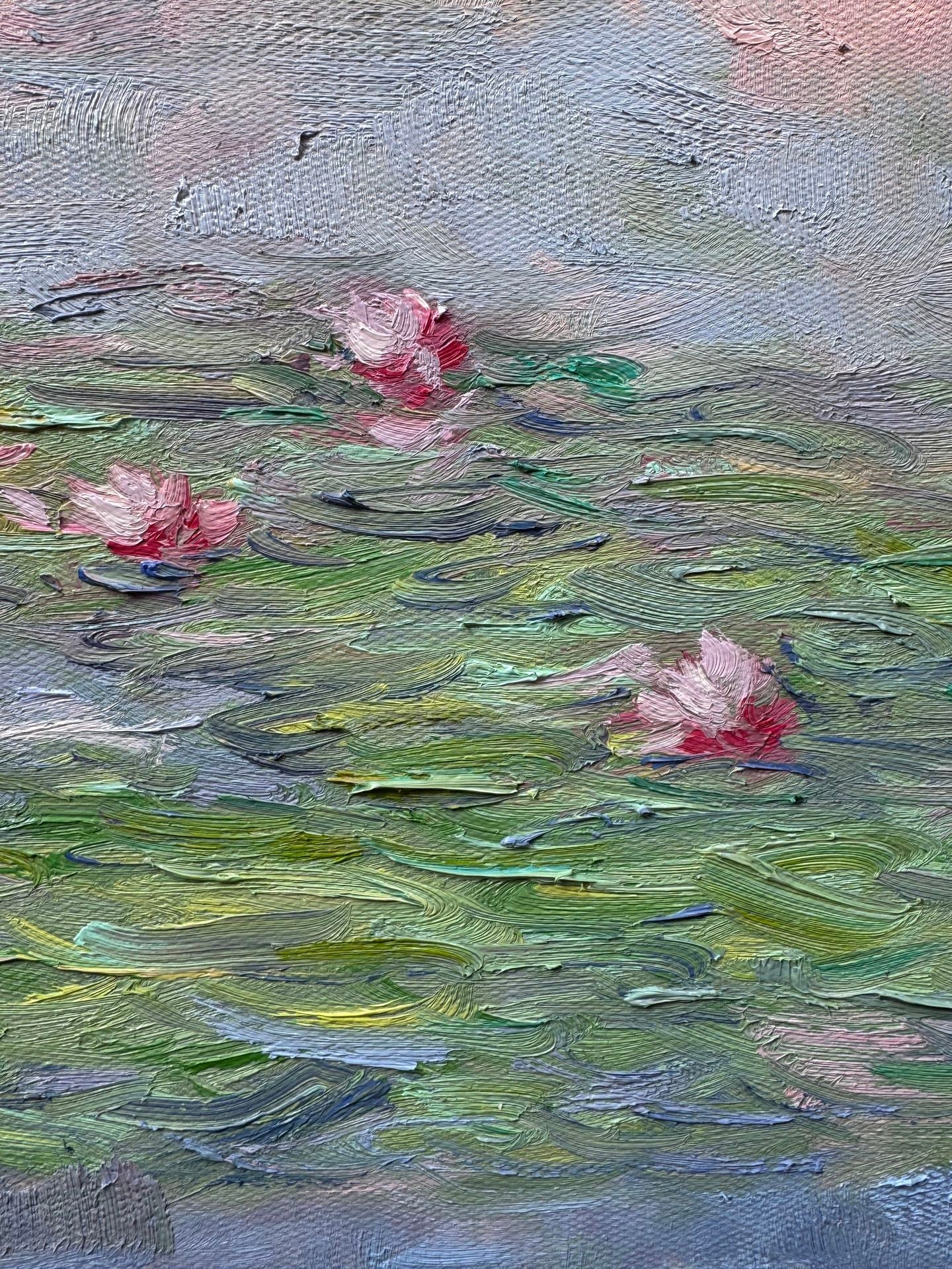 Hand-Painted Reproduction of Monet's Water Lilies Pond - Impressionist Museum Quality Canvas Wall Ar
