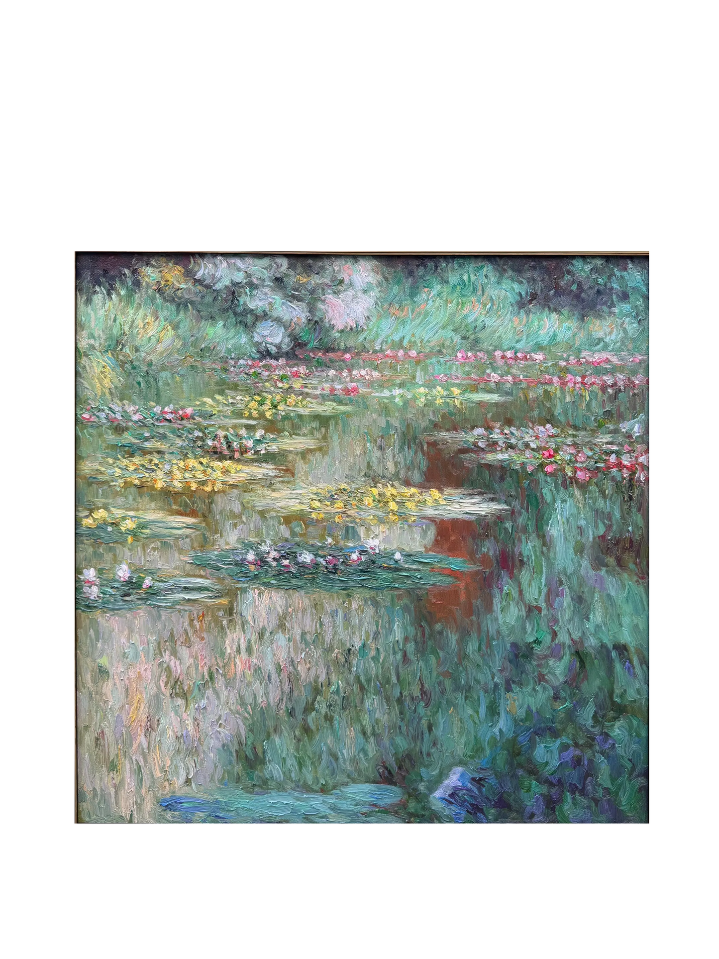 Hand-Painted Reproduction of Monet's Water Lilies Pond - Impressionist Museum Quality Canvas Wall Art