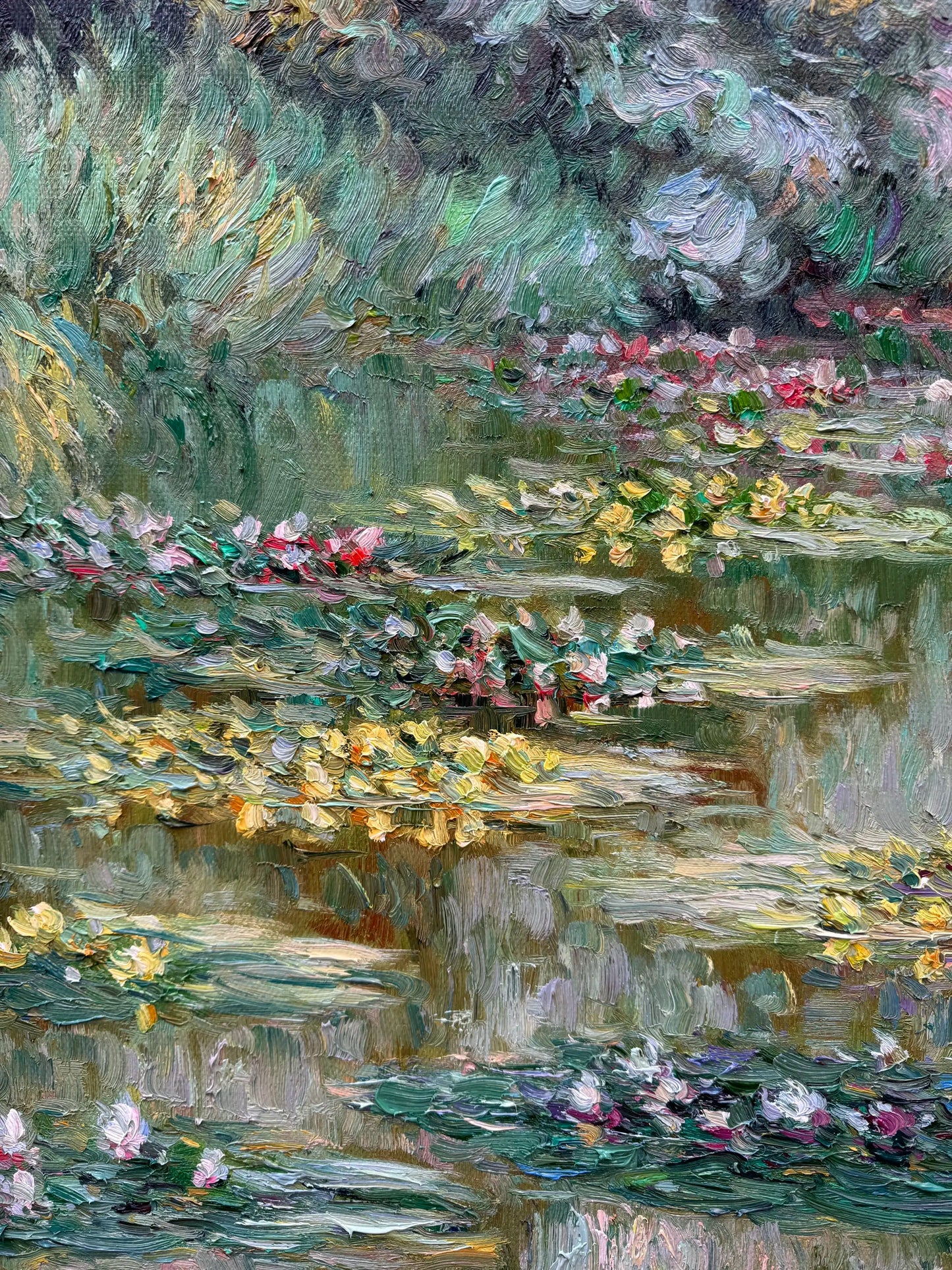 Hand-Painted Reproduction of Monet's Water Lilies Pond - Impressionist Museum Quality Canvas Wall Art