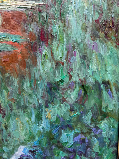 Hand-Painted Reproduction of Monet's Water Lilies Pond - Impressionist Museum Quality Canvas Wall Art