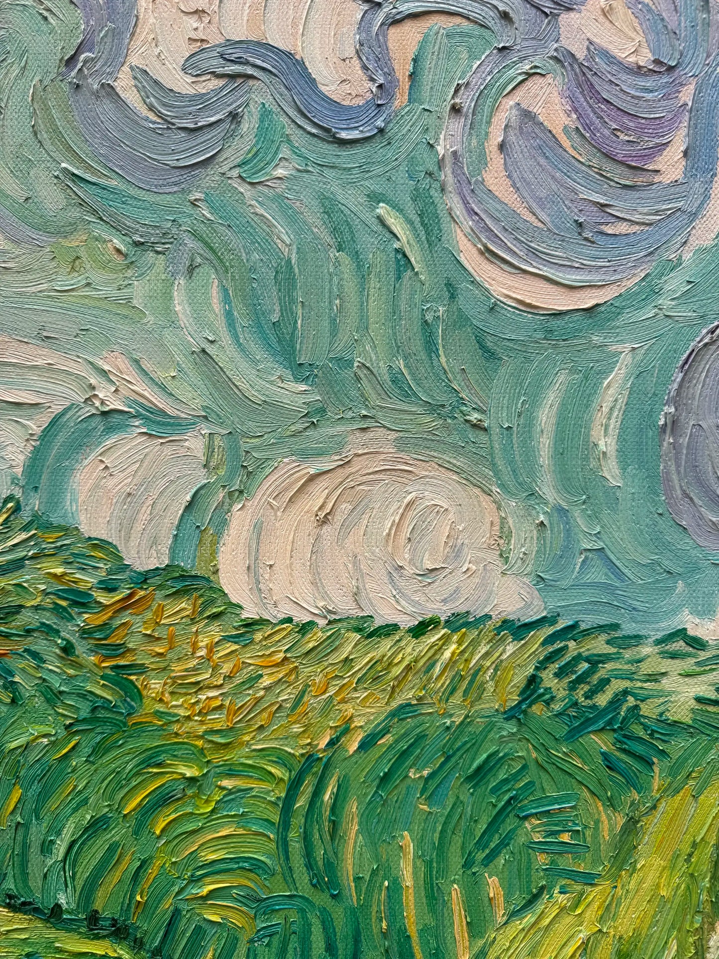 Hand-Painted Reproduction of Van Gogh's Green Wheat Fields - Post-Impressionist Museum Quality Canvas Wall Art