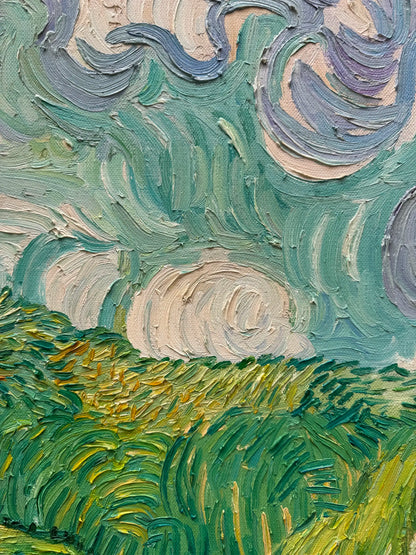 Hand-Painted Reproduction of Van Gogh's Green Wheat Fields - Post-Impressionist Museum Quality Canvas Wall Art