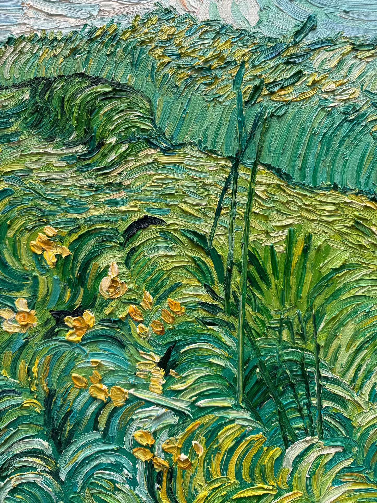 Hand-Painted Reproduction of Van Gogh's Green Wheat Fields - Post-Impressionist Museum Quality Canvas Wall Art