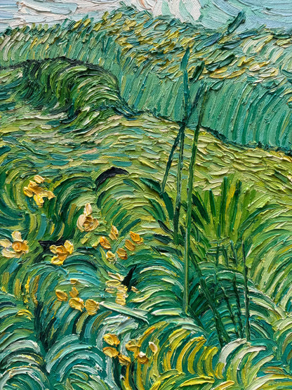 Hand-Painted Reproduction of Van Gogh's Green Wheat Fields - Post-Impressionist Museum Quality Canvas Wall Art
