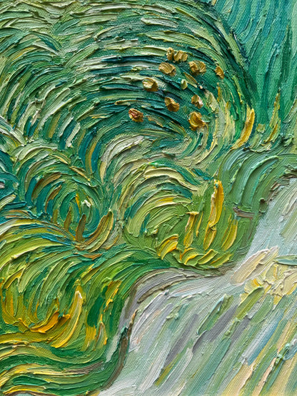 Hand-Painted Reproduction of Van Gogh's Green Wheat Fields - Post-Impressionist Museum Quality Canvas Wall Art
