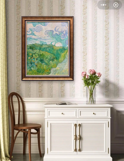 Hand-Painted Reproduction of Van Gogh's Green Wheat Fields - Post-Impressionist Museum Quality Canvas Wall Art