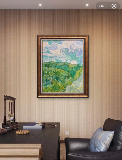 Hand-Painted Reproduction of Van Gogh's Green Wheat Fields - Post-Impressionist Museum Quality Canvas Wall Art