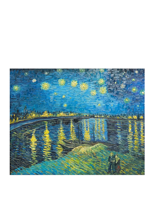 Hand-Painted Reproduction of Van Gogh's Starry Night Over the Rhône - Post-Impressionist Museum Quality Canvas Wall Art