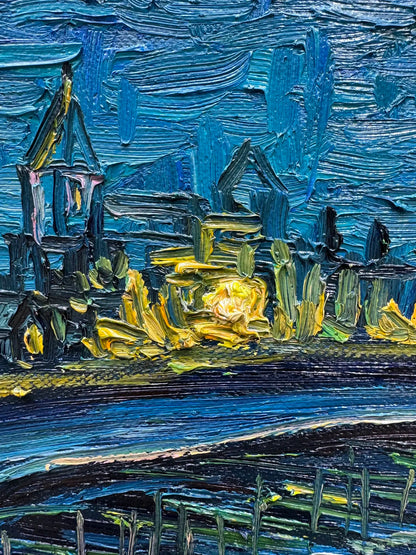 Hand-Painted Reproduction of Van Gogh's Starry Night Over the Rhône - Post-Impressionist Museum Quality Canvas Wall Art