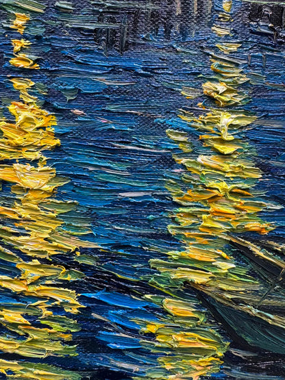 Hand-Painted Reproduction of Van Gogh's Starry Night Over the Rhône - Post-Impressionist Museum Quality Canvas Wall Art
